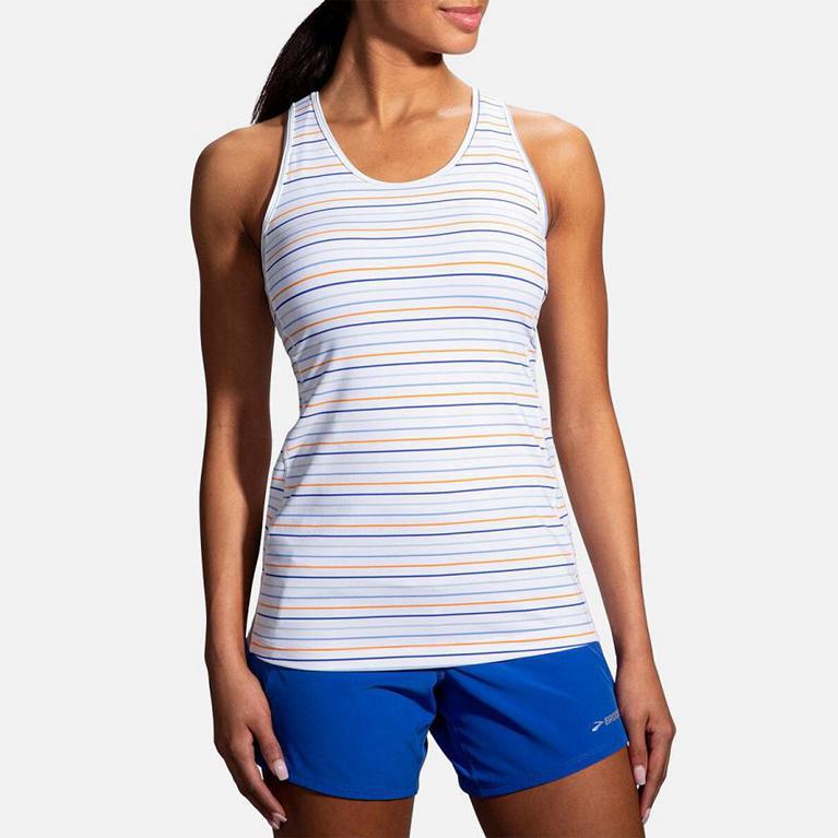 Brooks PICK-UP Running Tank Top Womens Outlet - White (KGW395627)